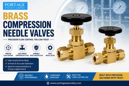 Brass compression needle valves for precise flow control.